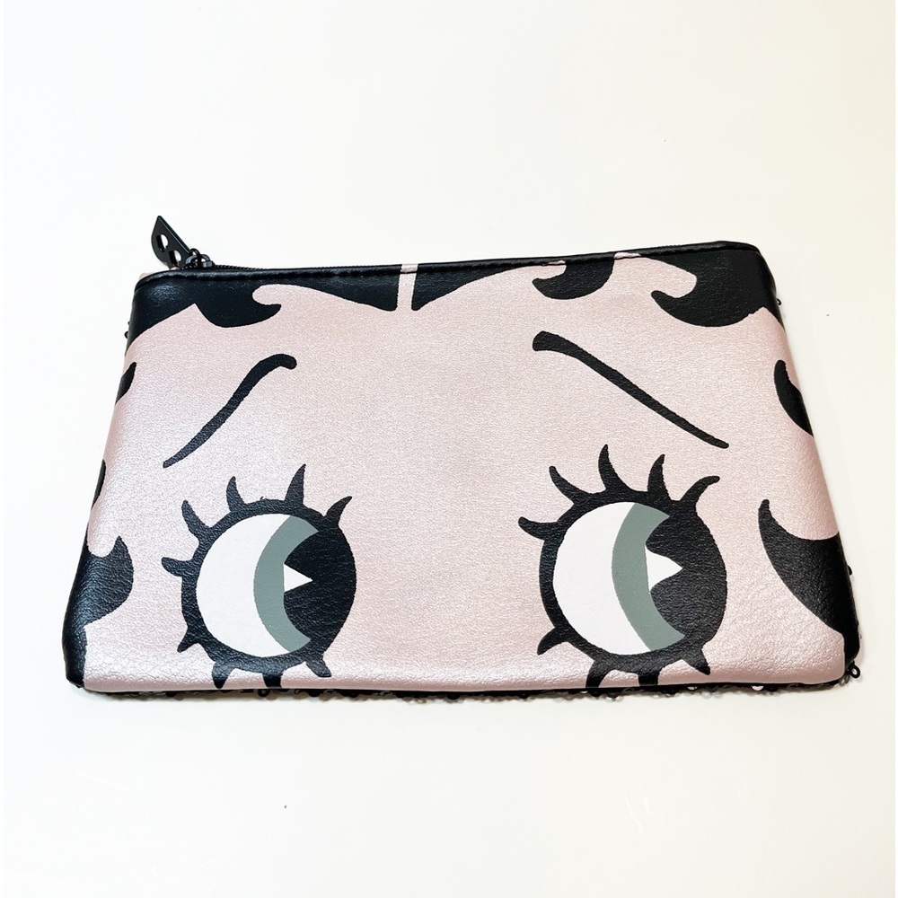 Like New! Betty Boop x Ipsy Black Sequined Zipper Cosmetic Pouch. 7.25" X 5"